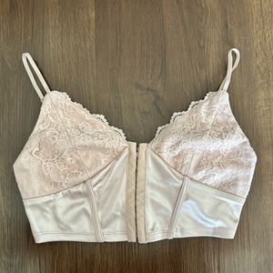 Pink satin lace corset top